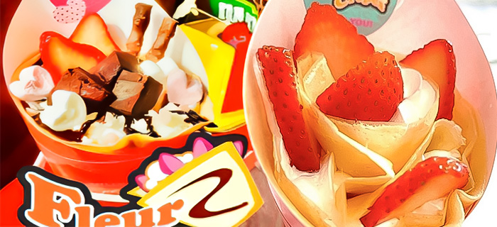 自家製もちもち生地のクレープ。泉州水なすを自家製ジャムにした水なすクレームブリュレ！